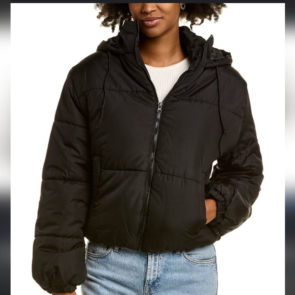 Therapy Cropped Pink Lined Puffer Jacket